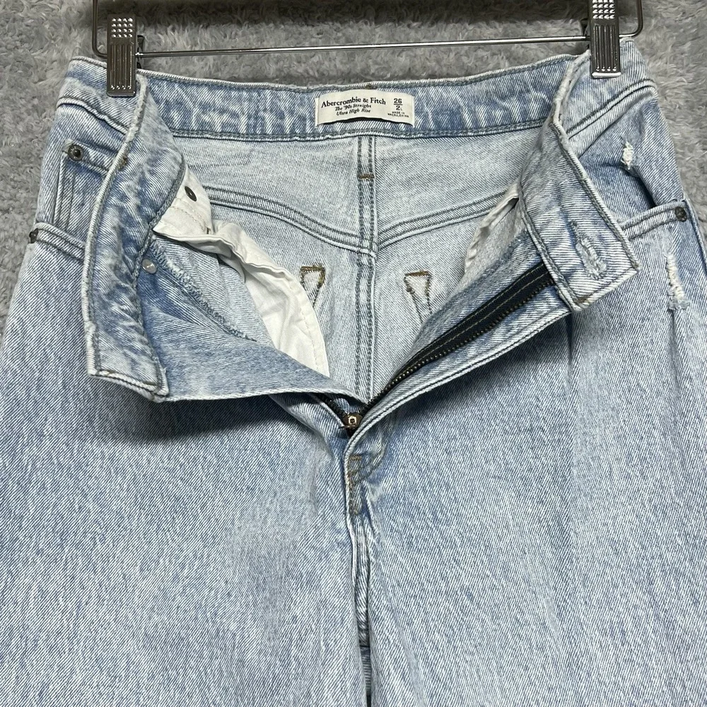 Abercrombie‎ Fitch Jeans Womens 26 2L Blue 90s Straight High Rise Criss Cross